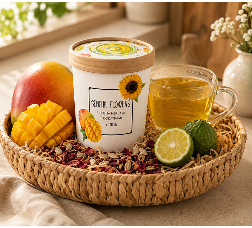 Sencha Flower Leo Tea – zielona herbata smakowa w metalowej puszce